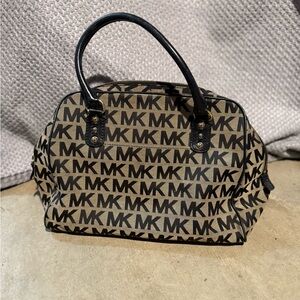 Michael Kors Black and Tan Monogram Satchel